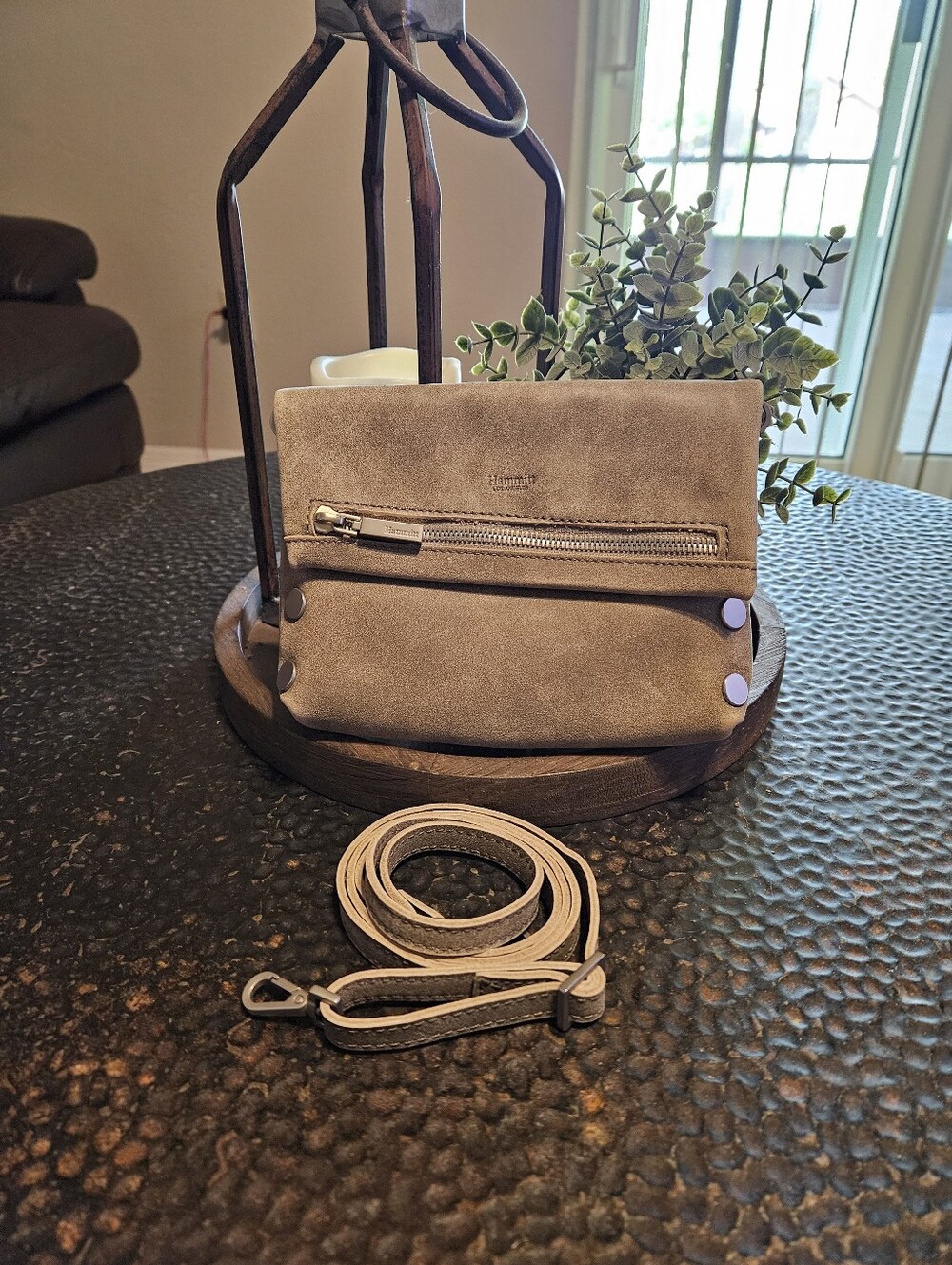 Small Hammitt VIP Crossbody With Brushed Silver Accents